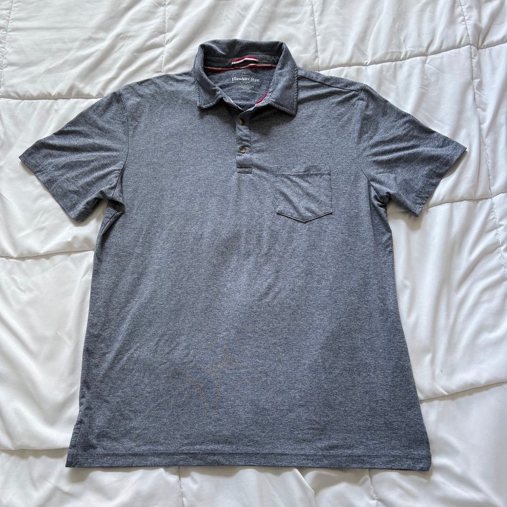 Hawker Rye Mens Performance Polo Shirt Large Grey Short Sleeve Golf Preppy